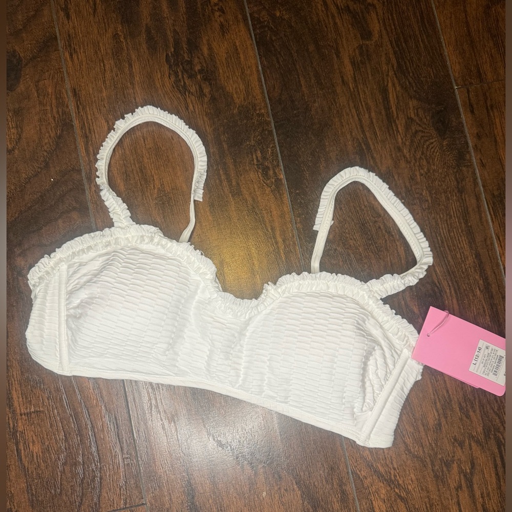 Target Stoney Clover Lane White Swim Top Large 12-14 with Ruffles NWT